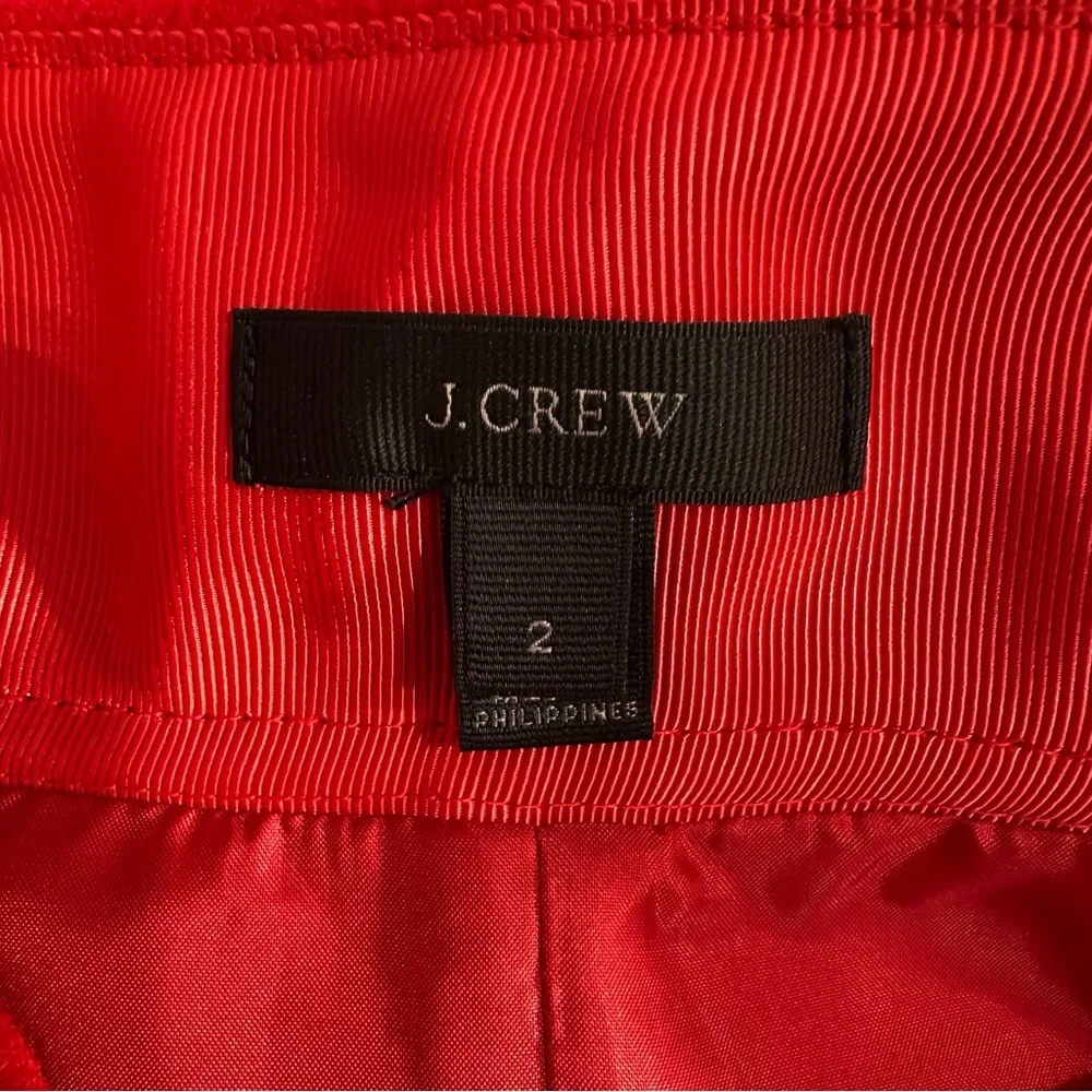 J crew 100%wool red Aline mini skirtdoubleserge wool with sidezipper and pocket